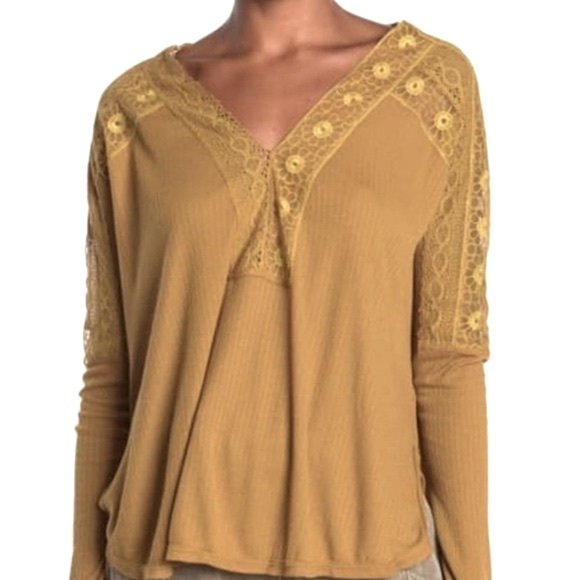 Free People Tops - Free People Lola Lace Trim V-Neck Top